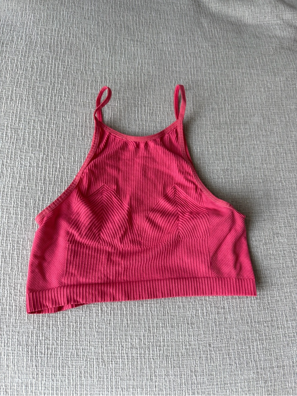 Anthropologie Hot Pink Ribbed Cropped Tank